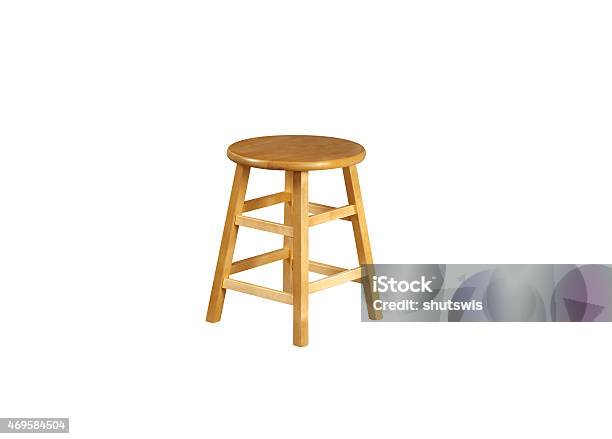 Small Stool In White Background Stock Photo - Download Image Now - Small, Stool, Wood - Material