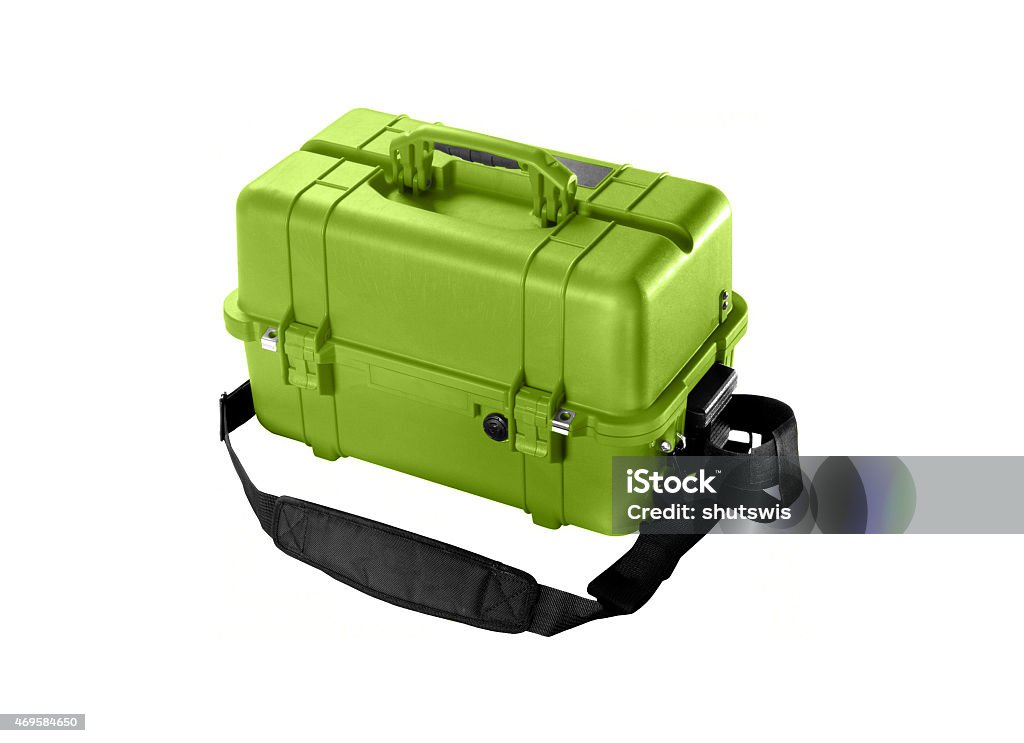 green mechanic's basic tool box with set of spanner 2015 Stock Photo