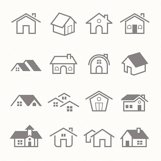 Home outline stroke symbol vector icons vector art illustration