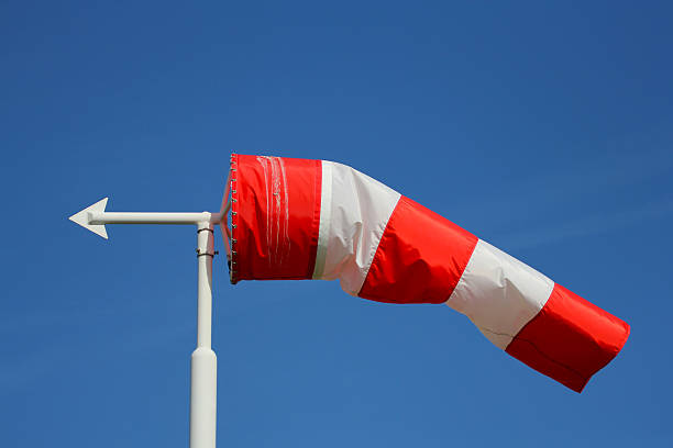 Dutch red and white striped windsock stock photo