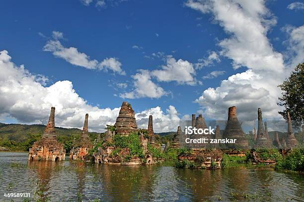 Ancient Flooded Pagodas Near Samkar Myanmar Stock Photo - Download Image Now - Ancient, Archaeology, Architecture