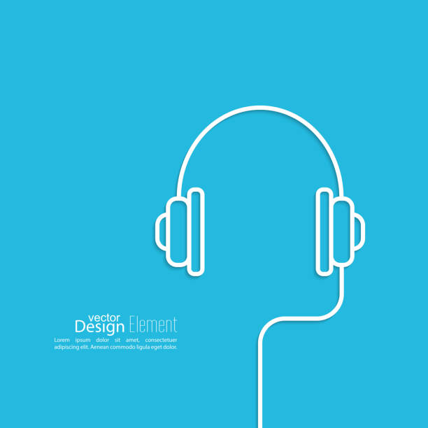 ヘッドフォン、ワイヤ - equipment human ear sound music点のイラスト素材／クリップアート素材／マンガ素材／アイコン素材