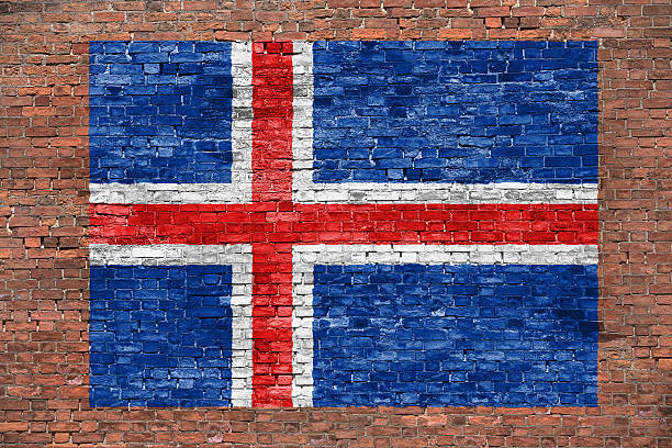istock Flag of Iceland painted over brick wall 469594636
