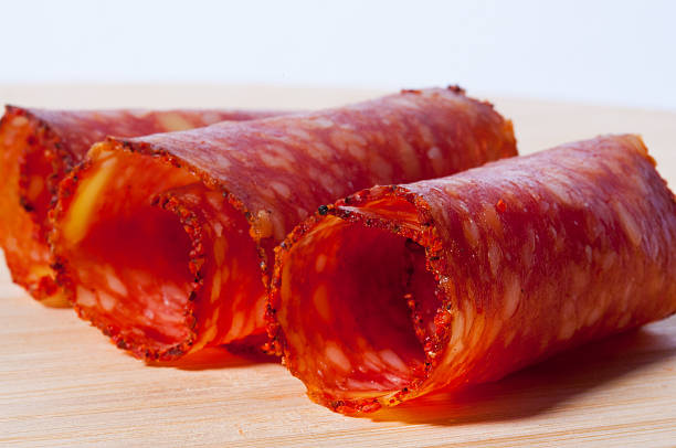 salame - salami chorizo sausage sopressata foto e immagini stock