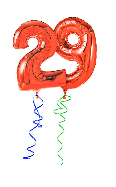 istock Red balloons with ribbon - Number 29 469603366