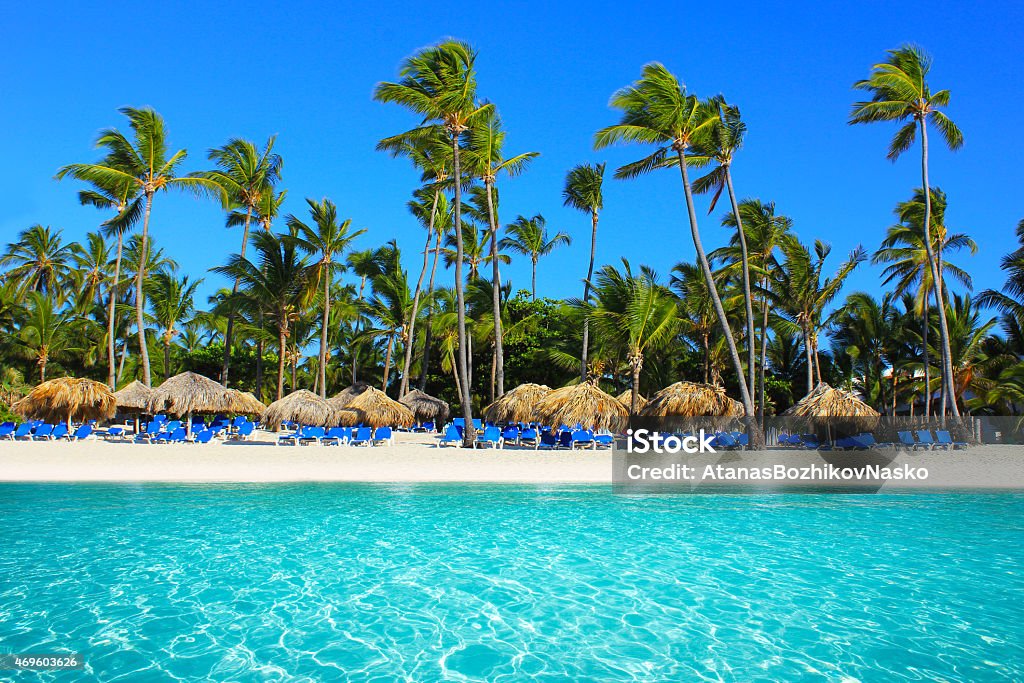 Landscape image of Punta Cana beach, Dominican Republic Tropical Honeymoon resort in Punta Cana, The Dominican Republic Punta Cana Stock Photo