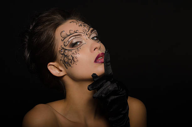 istock Beautiful woman with openwork ornament 469605613