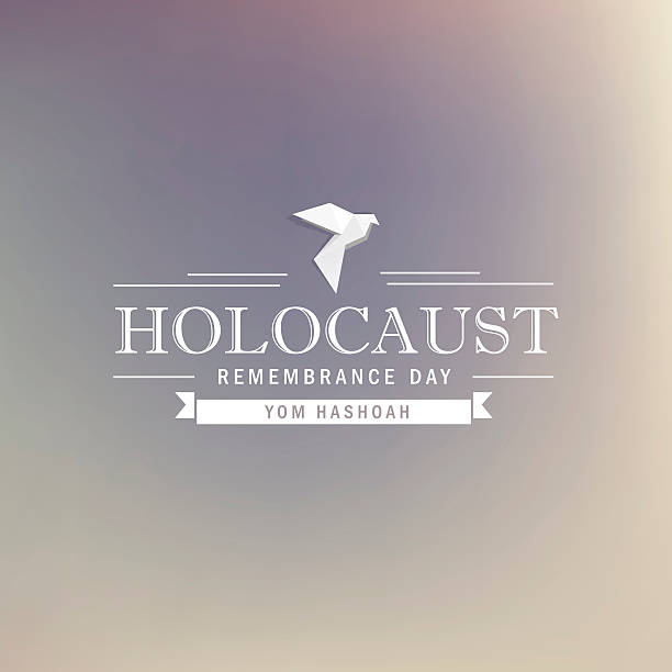 holocaust remembrance day- white dove typography design holocaust remembrance day- white dove and typography design isolated on soft blurred background- yom hashoah nazism stock illustrations