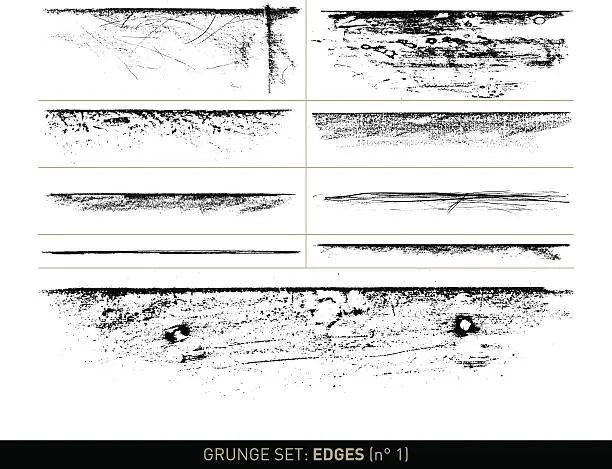 Vector illustration of Grunge set: Edge elements in b/w · n° 1