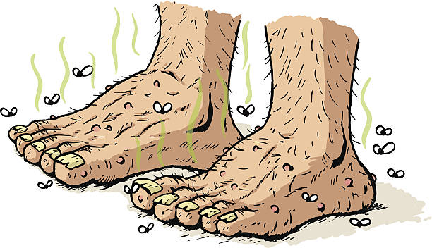 Dirty old feet Drawing of really dirty, old feet ugly cartoon characters stock illustrations