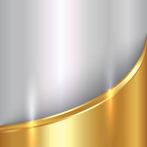 Silver And Gold Metal Curve Background Stock Illustration - Download Image  Now - Gold - Metal, Gold Colored, Backgrounds - iStock