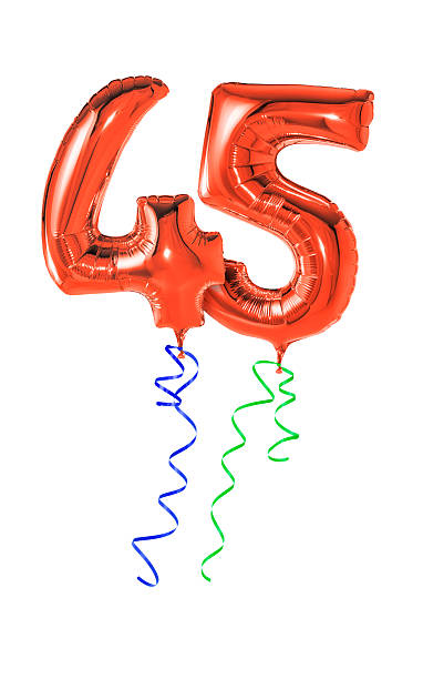 istock Red balloons with ribbon - Number 45 469609664