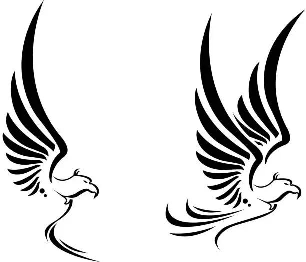 Vector illustration of Flying Eagle tattoo for you design