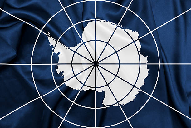 istock Antarctica treaty - Waving national flag on silk texture 469614522