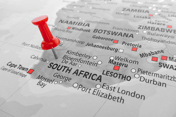 Red marker over South Africa