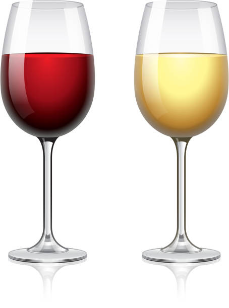 illustrazioni stock, clip art, cartoni animati e icone di tendenza di bicchiere di vino isolato su bianco vettoriale - photo realism