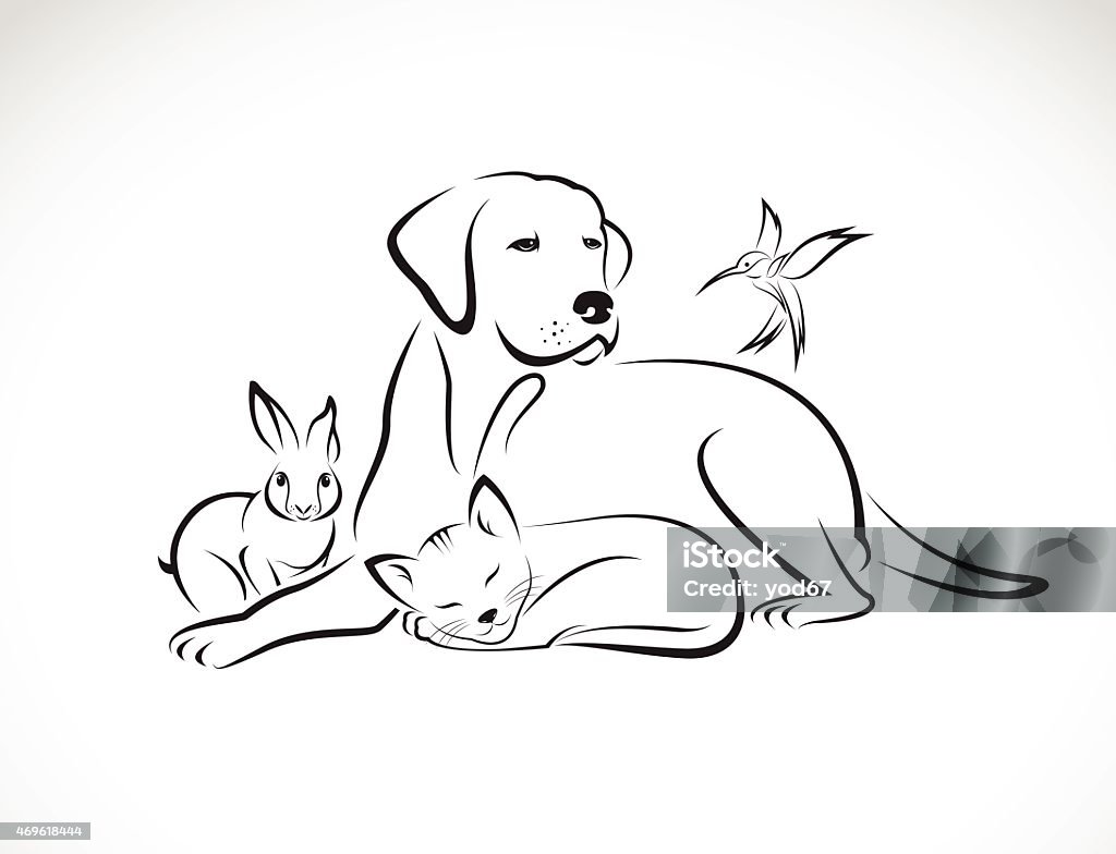 Vector group of pets - Dog, cat, bird, rabbit, Vector group of pets - Dog, cat, bird, rabbit, isolated on white background Dog stock vector