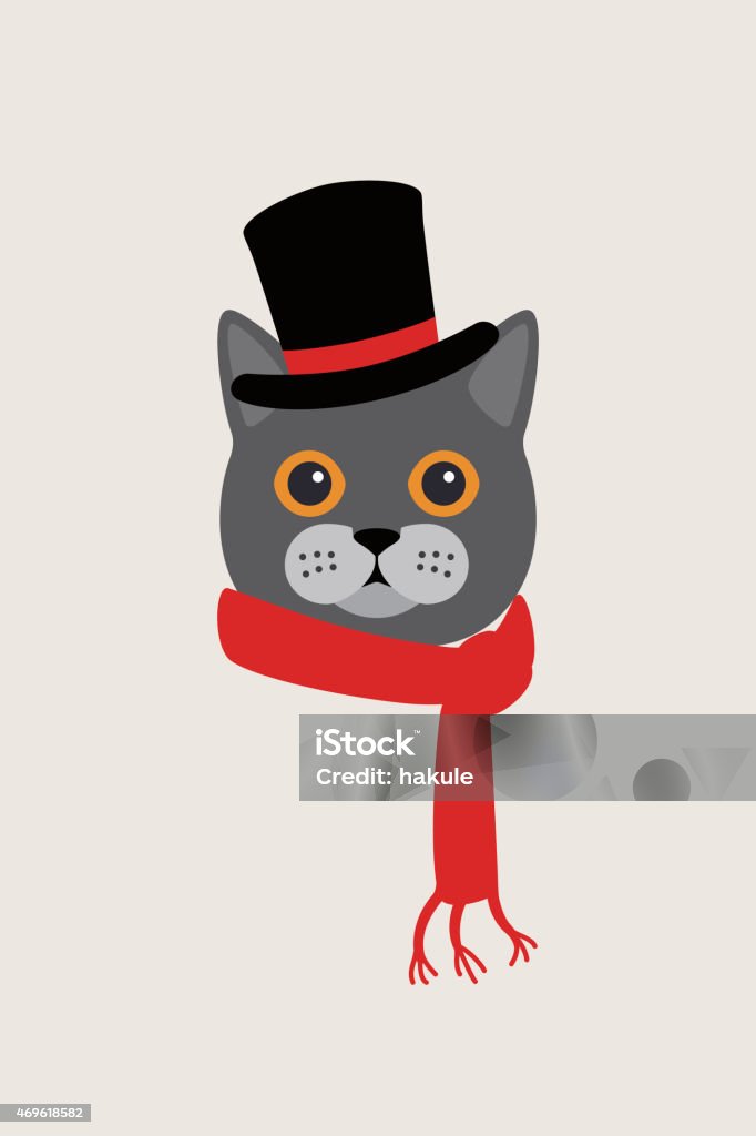 Fashion portrait of cat, gentlemen Cat gentlemen cat wear hat and scarf, Fashion portrait of cat Domestic Cat stock vector