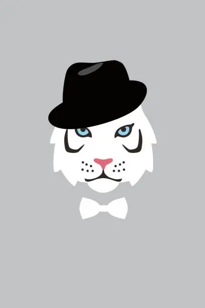 Vector illustration of Fashion portrait of cat, tiger gentlemen