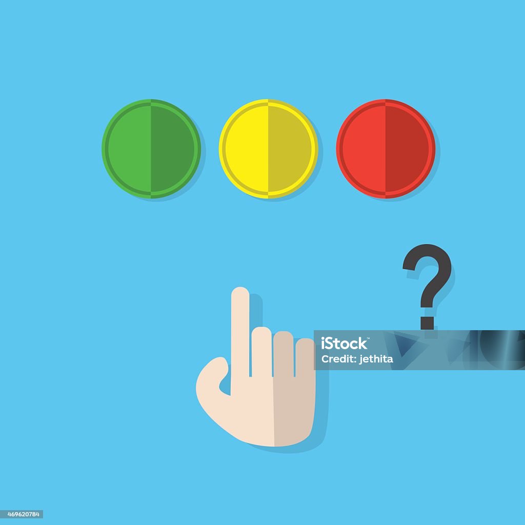 Random Decision Buttons Red Green Yellow Push Button With Hand Make Decision Concept Stock ...
