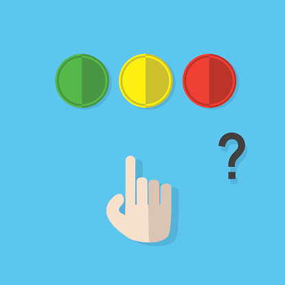 Decider Button Red Green Yellow Push Button With Hand Make Decision Concept Stock ...