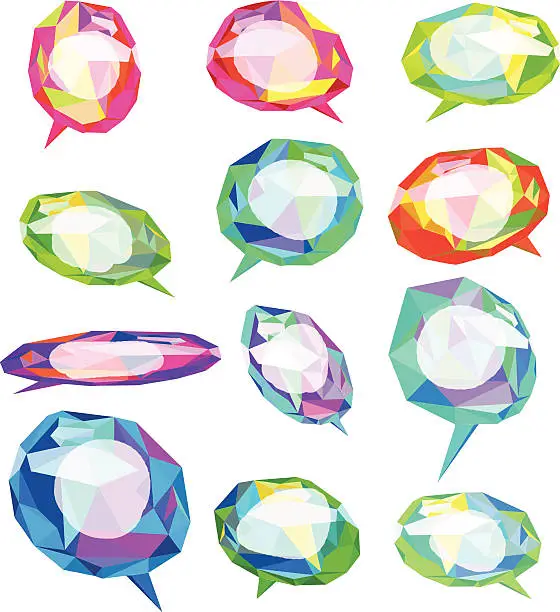 Vector illustration of polygonal cylinders bubble colorful for dialogin low poly