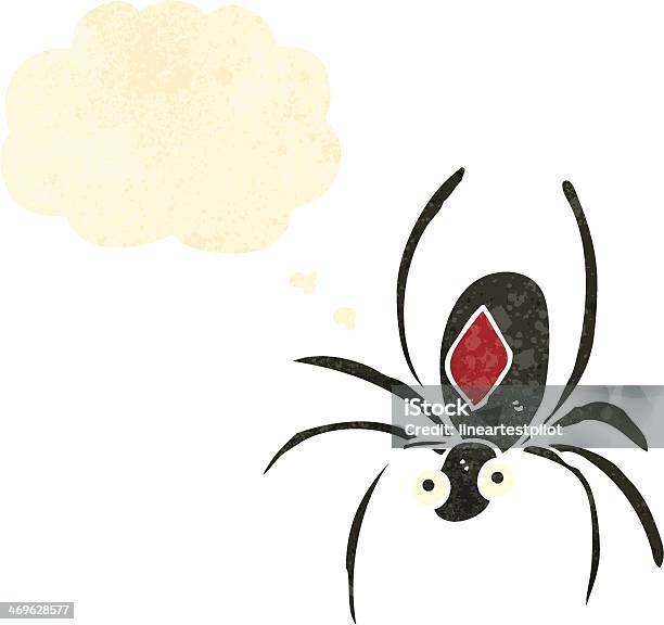 Retro Cartoon Black Widow Spider Stock Illustration - Download Image Now - Bizarre, Cartoon, Contemplation