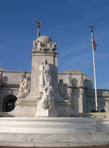 Columbus circle and the Union station in Washington DC