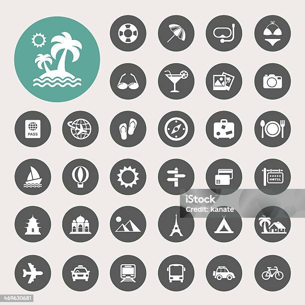 Travel And Vacation Icons Set Stock Illustration - Download Image Now - Car, Icon Symbol, Airplane