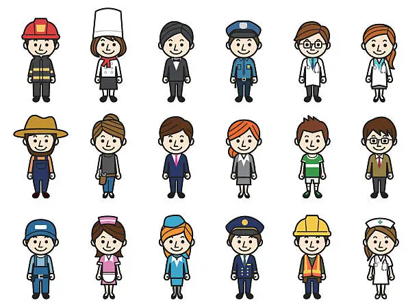 Vector illustration of Illustrations of people with different professions