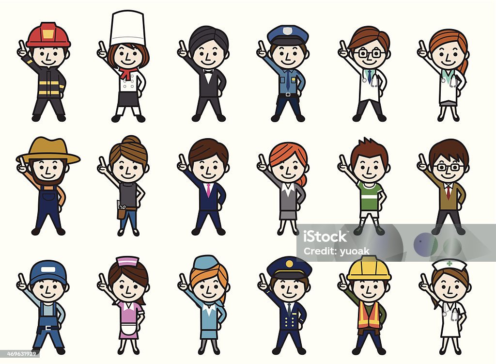 Various occupations pointing up Various occupations pointing up. Adult stock vector