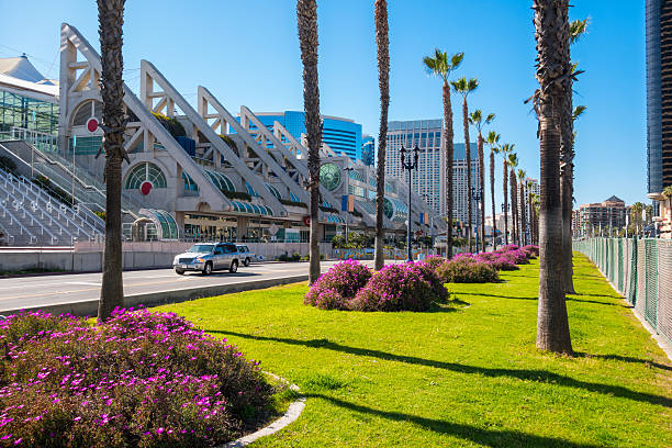 istock Downtown San Diego Harbor Drive with Palm Trees Convention Center 469632120