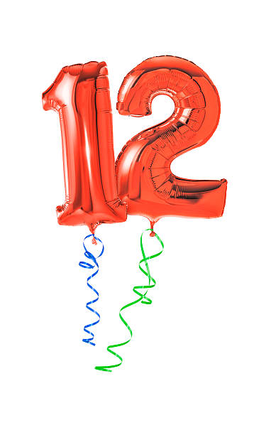 istock Red balloons with ribbon - Number 12 469632306