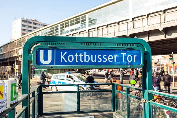 Subway station Kottbusser Tor in Berlin with police car