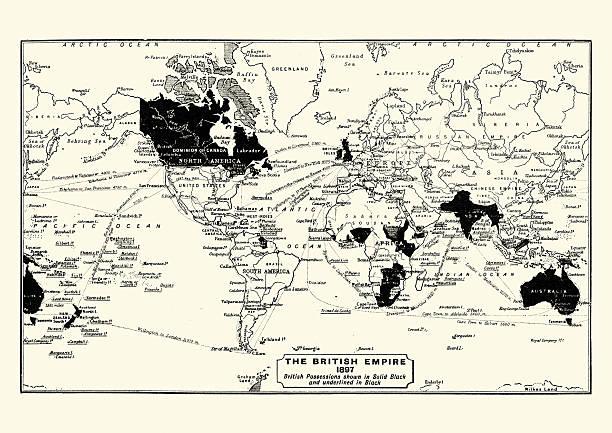 ilustrações de stock, clip art, desenhos animados e ícones de mapa do império britânico em 1897 - british empire