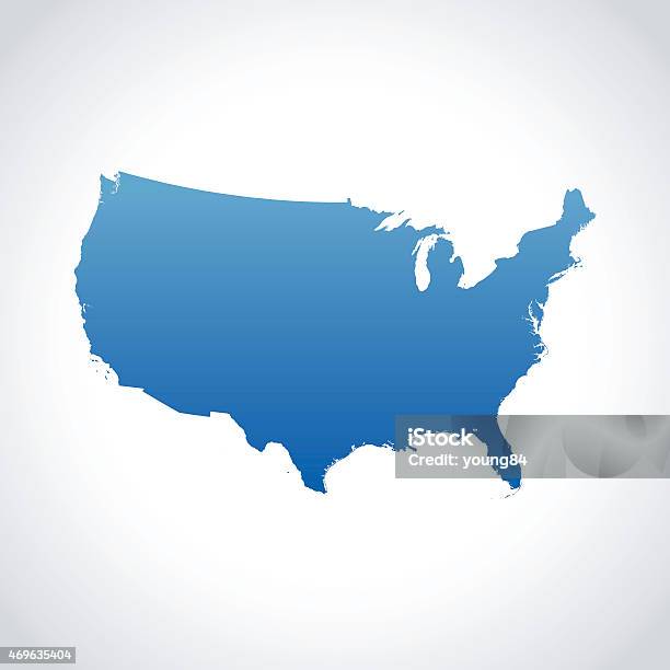 Usa Map Stock Illustration - Download Image Now - 2015, Blue, Cartography