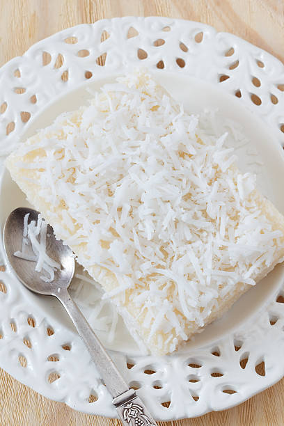 istock Sweet couscous (tapioca) pudding ( coconut on white vintage plate 469638570