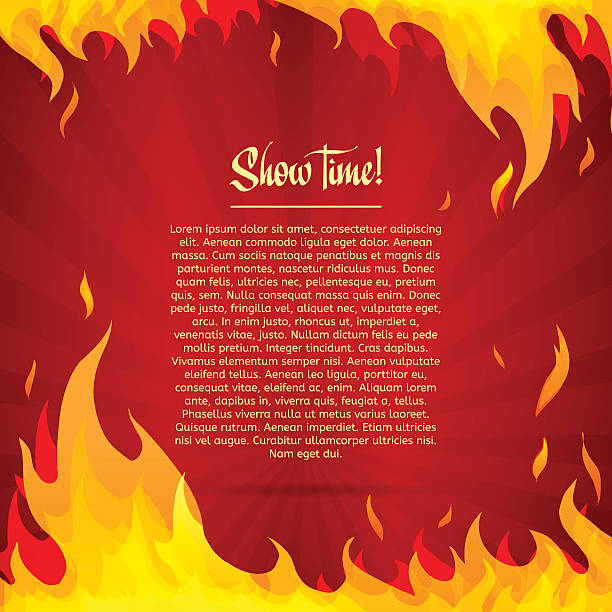 Template greeting card with red background. Frame of fire. Template greeting card with red background. Frame of fire. Place for your text. Vector illustration flame borders stock illustrations