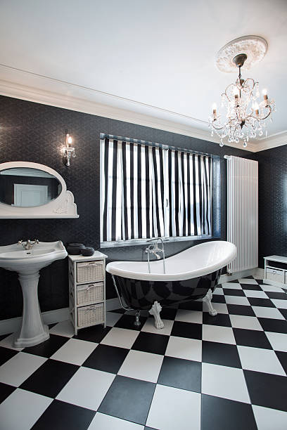istock Black and white expensive bathroom 469641760