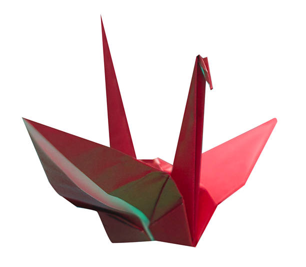 istock Red Paper Origami Crane 469642474