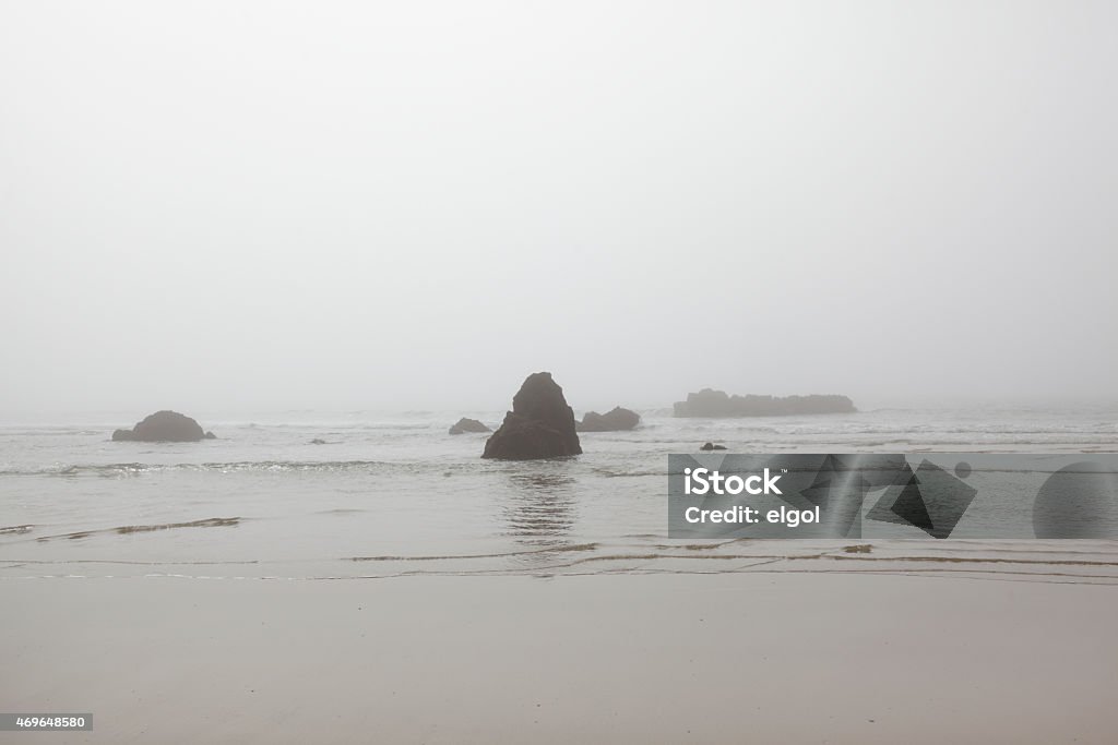 Marloes Sands in fog, Pembrokeshire, Wales, UK coastal scenic 2015 Stock Photo