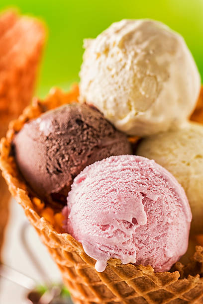 istock Strawberry Vanilla and Chocolate Ice Cream in Cones 469648648