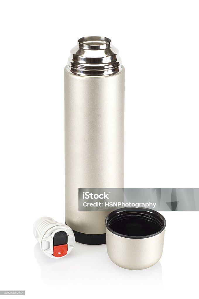 Claras padrão de aço thermos. - Foto de stock de Aberto royalty-free