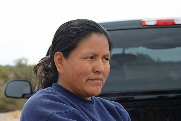 navajo woman close up stock photo