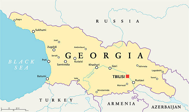 ilustraciones, imágenes clip art, dibujos animados e iconos de stock de gorgia mapa político - georgia