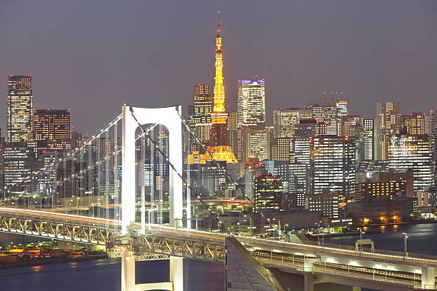 istock view of Rainbow Bridge and tokyo tower 469655851