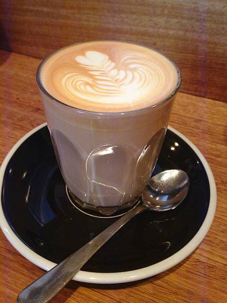 istock Latte arts coffee in glass 469657520