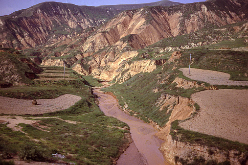 Terraced Fields and Severe Erosion Loess Plateau Inner Mongolia China