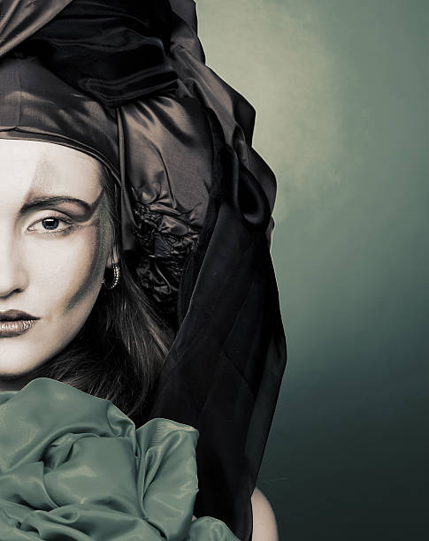 istock Woman and green fabric 469658439