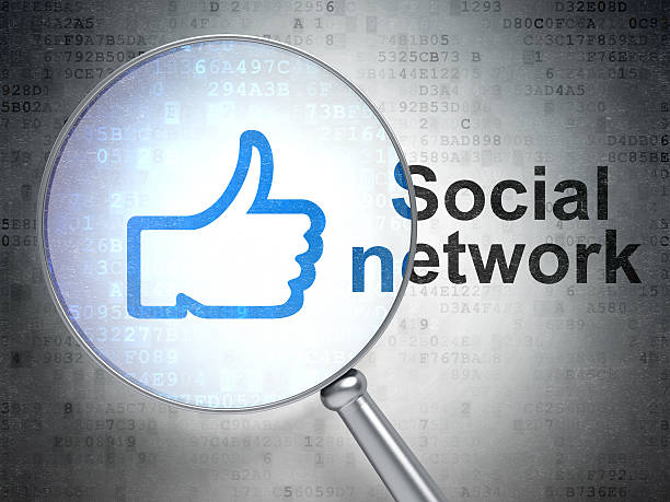 istock Thumb Up and Social Network with optical glass 469660483